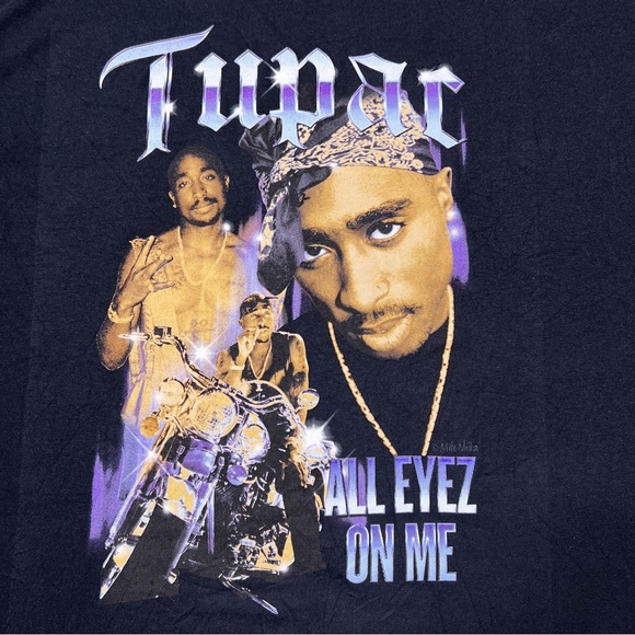 Tupac All Eyez On Me Short Sleeve Graphic T-Shirt in Black Unisex Sz XL - Picture 3 of 5